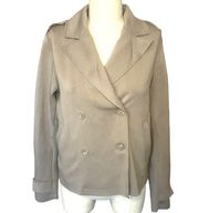 Joie Tan Gray Double Breasted Peacoat Moto Jacket Small S