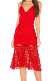 Karina Grimaldi Diana Lace Dress in Fantasy Red Size XS