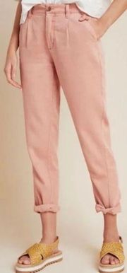 Anthropologie Pink Scout Lyocell High Waisted Tapered Slim Trousers Size…