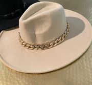 Tan Gold Belted Hat
