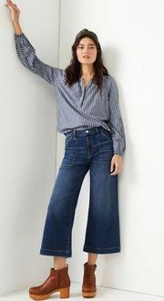 NWT Time and Tru High Rise Wide Leg Crop Utility Jeans, 26.5" Inseam, Size: 20