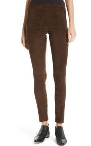 Vince Lamb Leather Stretch Suede Leggings in Willow Brown Size XS