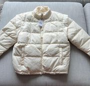 Weworewhat Ivory Puffer Jacket With Removable Sleeves 