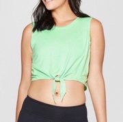 WOMEN’S Joylab bright green cropped front knot tank