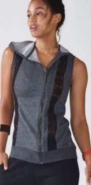 Fabletics Saige Vest Crochet Asymmetrical Full Zip Vest. Size Medium. EUC