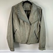 Bagatelle distressed faux leather moto zip up jacket size large