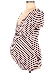 Motherhood Maternity Shirt Pink Black Stripes Twist Short Women’s Medium M