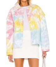 NWT LOVESHACKFANCY Adelade Pastel Rainbow Radial Tie Dye Jacket Size XS