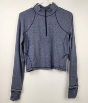 Lululemon  Its Rulu Run Cropped Half Zip Long Sleeve Shirt Ribbed Blue Size 10