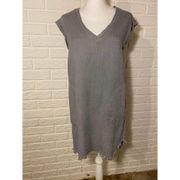 Anthropologie Cloth & Stone Sunwashed Grey Frayed Hem Tencel Mini Dress, XS