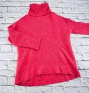 Theory Sweater Women's Medium Pink Wool Ribbed Knit Long Sleeve Turtleneck