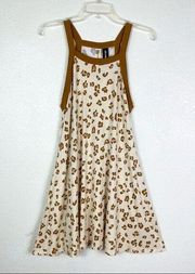 Agnes & Dora Cream & Brown Cheetah Animal Print Sleeveless A Line Dress