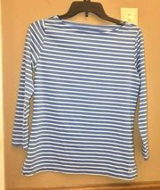 Vineyard Vines Sankaty Boatneck Striped Simple Tee Blue White XS