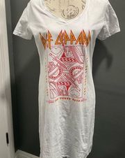 NWOT DEF LEPPARD T SHIRT DRESS BY LIVE AND TELL