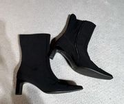 Paul Green Vintage Black Square Pointy Toe Chunky Heeled Booties Size 6.5 EUC