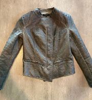 NWT ABS by Allen Schwartz gorgeous rustic embroidered faux leather jacket. Sz M 