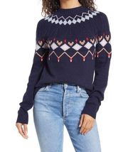 1901 navy point fairisle crew neck sweater size XS NWT $69