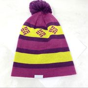 Columbia purple green pompon hat