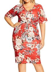 City Chic Knot Floral Seduction Dress Red Macy’s