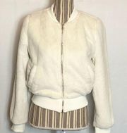 Chocolate USA white teddy bear bomber jacket sz S