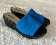 Kenneth Cole Women's 8.5 Pepe Step Slip On Platform Wedge Sandal Bright Blue Y2K