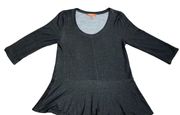 3/4 sleeve jersey knit peplum top black size medium