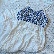 NWOT goa by Japna white and blue embroidered swim coverup