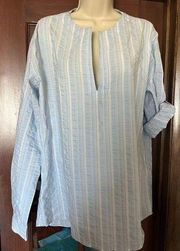 ENVY Ladies Size Large Blue/White Blouse