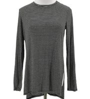 ATHLETA Long Sleeve Black & White Tunic Side Slits Top ~ Women's Size XS