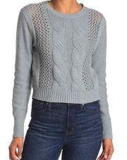 Abound Cable Knit Open Knit Crew Neck Sweater in Green Shore M