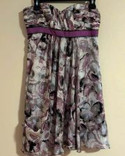 BCBGmaxazria NWOT watercolor floral strapless mini dress