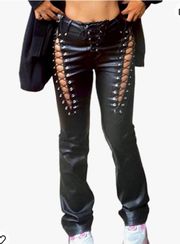 Lace Up Leather Pants