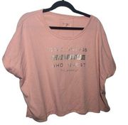 Jessica Simpson Womens Pink Short Sleeves Warm Up Cropped Top Size Medium