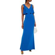 Badgley Mischka Fallyn Blue Ruffle Gown V-neckline Sleeveless Formal Size 0 New