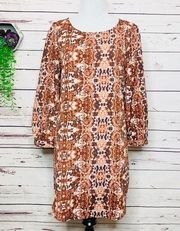 Mustard Seed Long Sleeve Casual Boho Shift Dress Size Medium