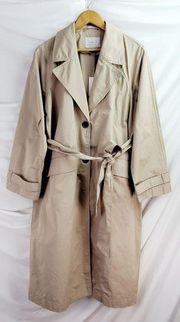 NWT a new day Women's Long Sleeve Belted Trench Coat Pockets Tan/Beige sz M