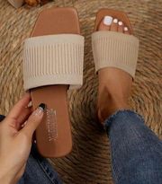 Cream Flat Sandals