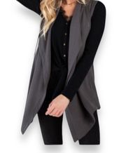 Womens Gray Long Vest Zipper Detail Small S