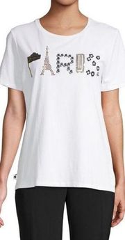 karl lagerfeld paris embellished white tee shirt