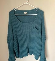POL Clothing Cozy Chenille Slouchy Berber Sweater SOFT - Teal Size Medium
