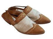 Nine West Vintage 90s Leather Canvas Slingback Mules 
Size 8.5M