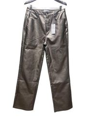 NWT  Womens Metallic Faux Leather Pants Size Large Brown