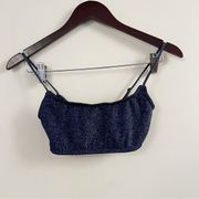 Triangl Scoop Crop Bikini Top Mica Top Only Navy Blue Sparkle Size Small ++