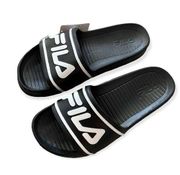 Fila Sleek Slide Sandals Black & White Size 10 NWT