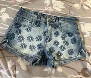 Floral Embroidered Denim Shorts