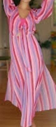 Beach Riot Pink Striped Maxi Swim Coverup Size Large