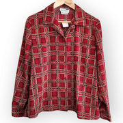 Vintage Haberdashery Retro Red Square Patterned Long Sleeve Button Down Shirt L