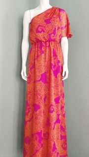 Patterned One-Shouldered Maxi Dress