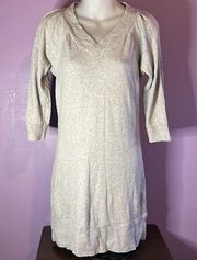 𝅺merona Pale Gray 3/4 Sleeve V-Neck Sweater Dress Size Small