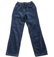 Woman Within Jeans Womens 12W Blue Straight Leg Dark Wash Stretch Waist Cotton